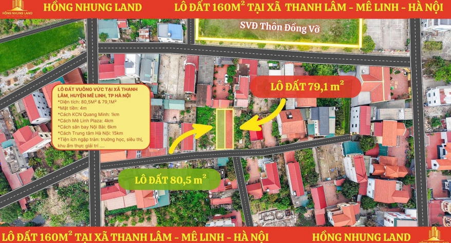 2 Lô Đất 80m Tại Xã Thanh Lâm, Mê Linh, Hà Nội